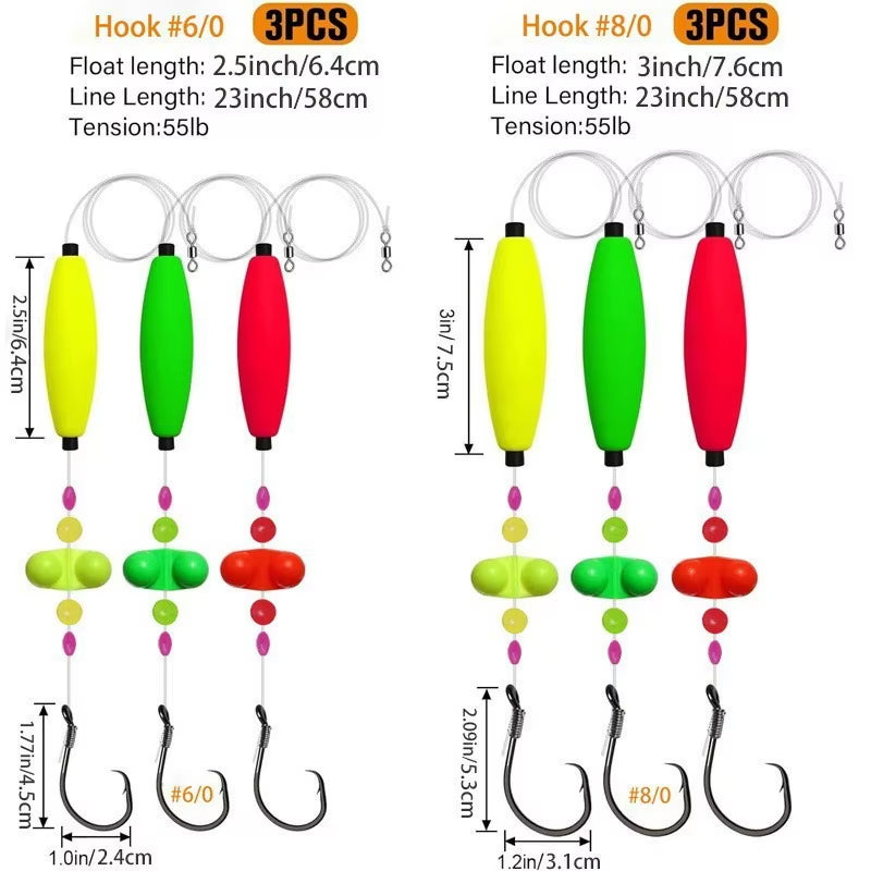 Catfish Fishing Set Catfish Rig Catfishing Tackle Kit Takedown Rigs Catfishs Peg Floats for Catfishing 6/0-8/0 Hooks 23" Length