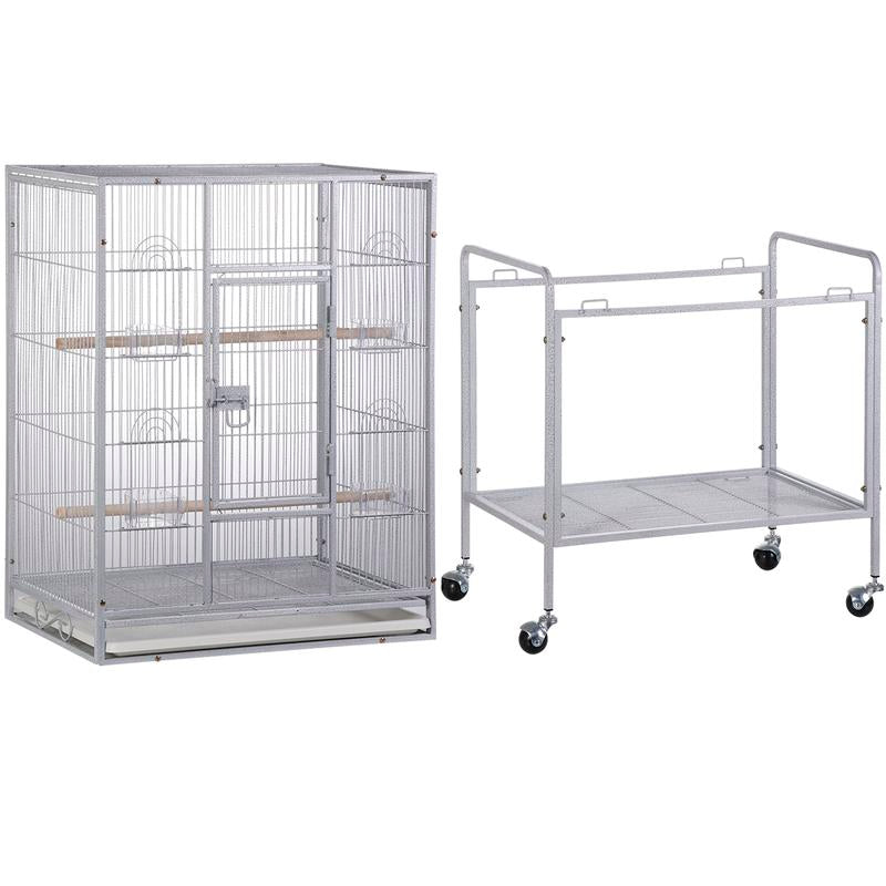 Segawe Large Bird Cage for Parrot, Macaw Conure Cockatiel Cockatoo Metal Frame Cage, Black/White