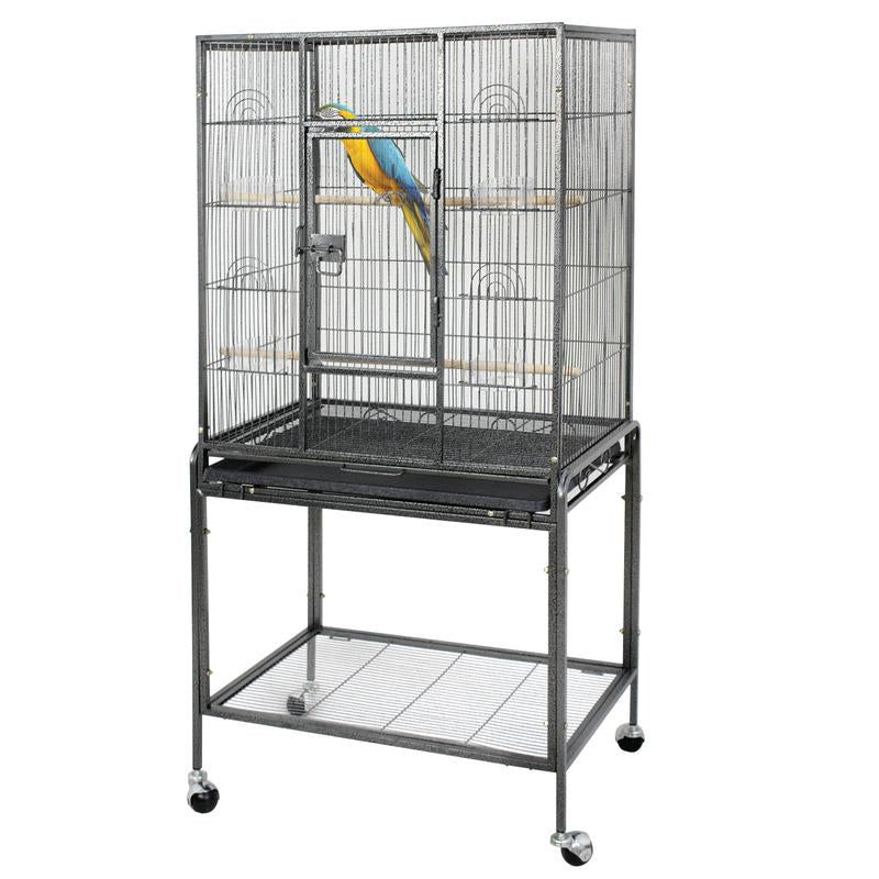 Segawe Large Bird Cage for Parrot, Macaw Conure Cockatiel Cockatoo Metal Frame Cage, Black/White