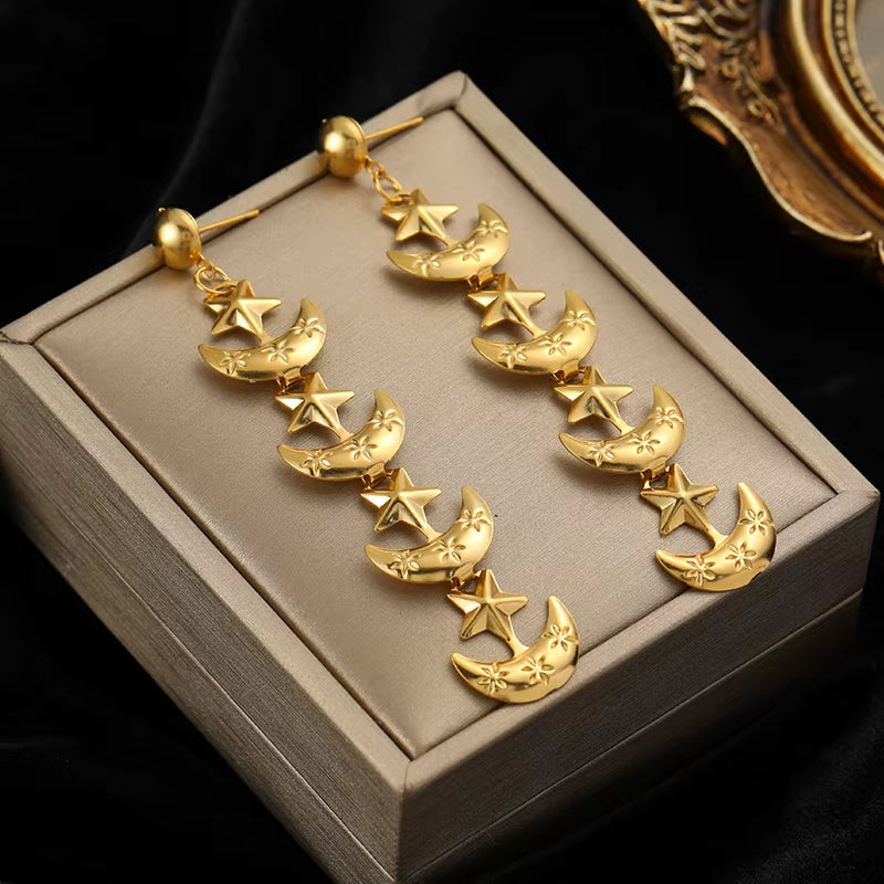 316L Stainless Steel Gold Color Long Tassel Drop Earrings for Women High Quality Earrings Fashion Girls Ear Jewelry Gift