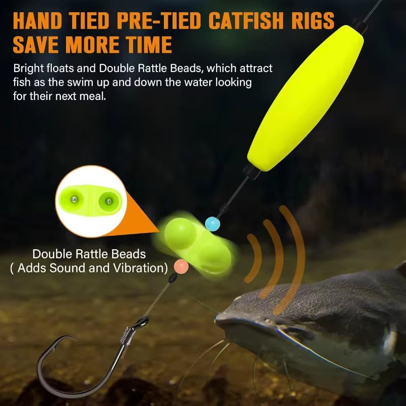 Catfish Fishing Set Catfish Rig Catfishing Tackle Kit Takedown Rigs Catfishs Peg Floats for Catfishing 6/0-8/0 Hooks 23" Length