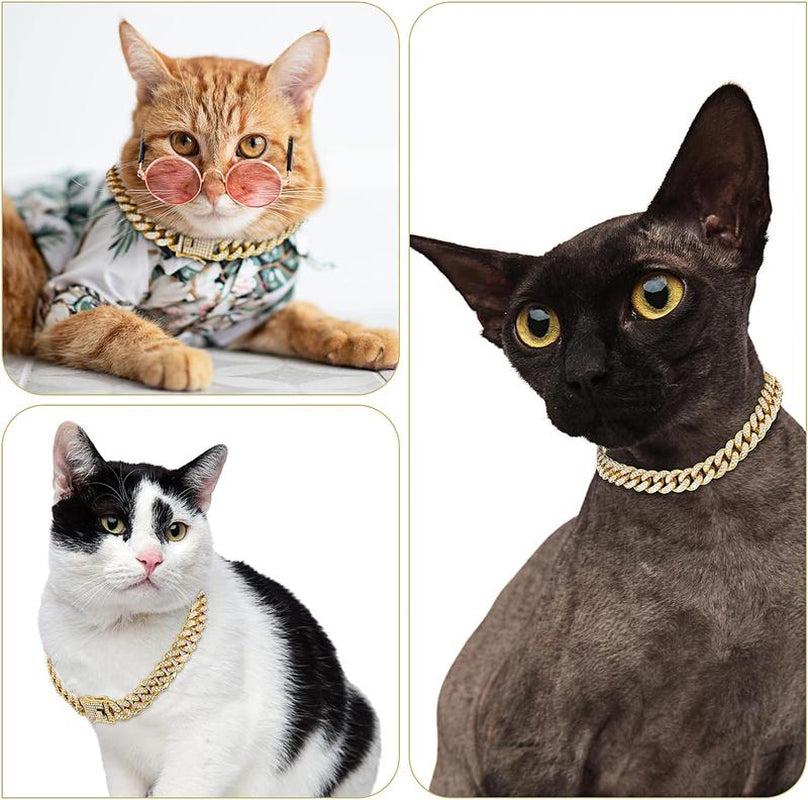 Dog Chain Diamond Collar Walking Metal Chain Necklace with Secure Buckle Pet Cuban Style Collar Jewelry Accessories for Small Medium Large Dog Cats