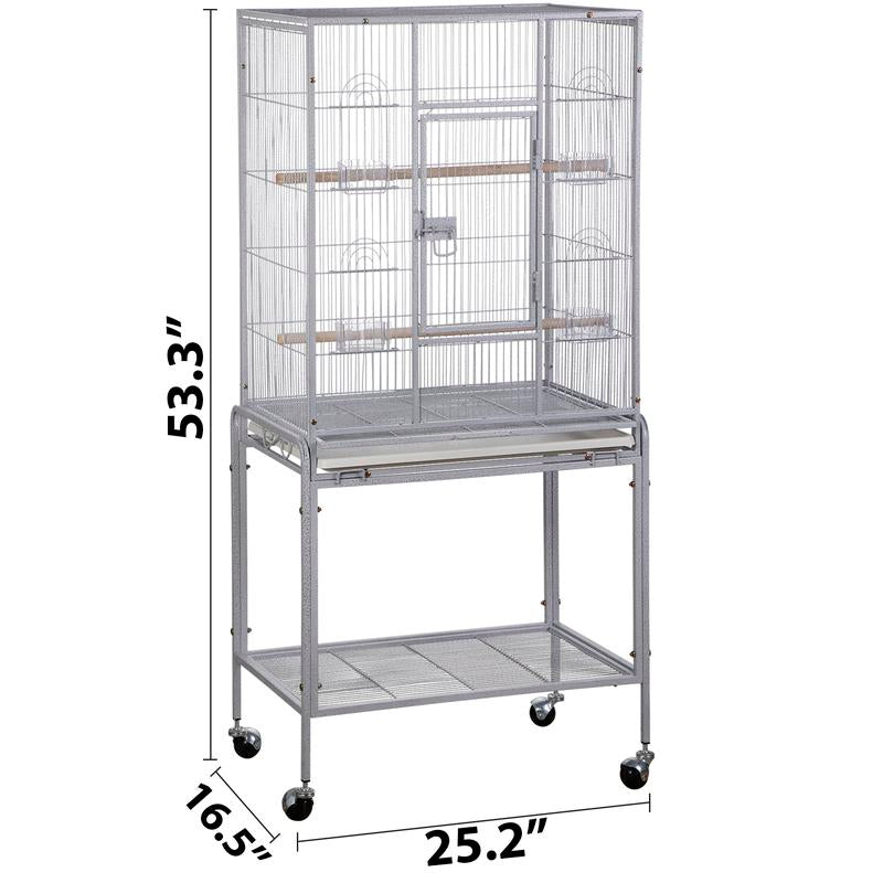 Segawe Large Bird Cage for Parrot, Macaw Conure Cockatiel Cockatoo Metal Frame Cage, Black/White