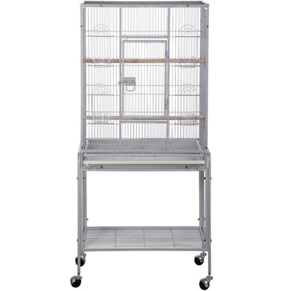 Segawe Large Bird Cage for Parrot, Macaw Conure Cockatiel Cockatoo Metal Frame Cage, Black/White